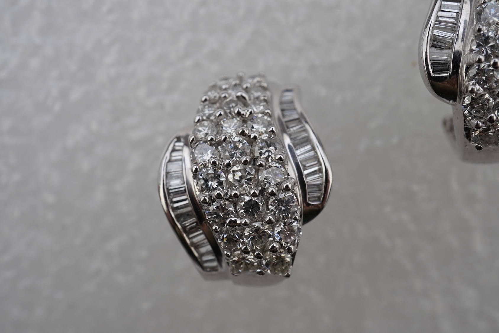 A pair of diamond earrings